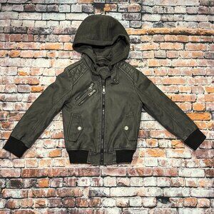 Urban Republic Bomber Jacket Boys Medium 5-6 Charcoal Grey\Black with Hood